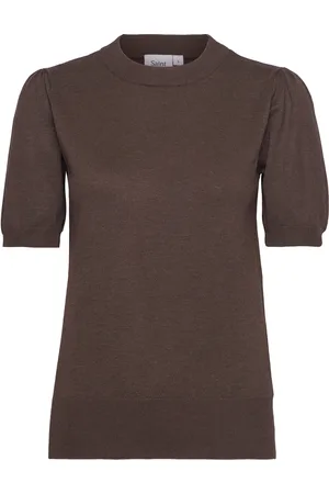 Saint Tropez Milasz Ss Pullover Tops Knitwear Jumpers Brown
