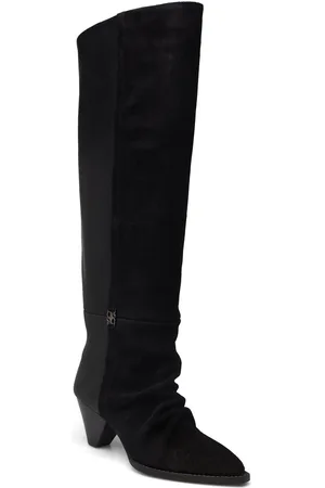 Dante 6 Sonora Suede Mix Knee Boots Korkeavartiset Saapikkaat Black