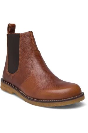 ANGULUS Booties - Flat - With Elastic Shoes Boots Ankle Boots Ankle Boots Flat Heel Brown