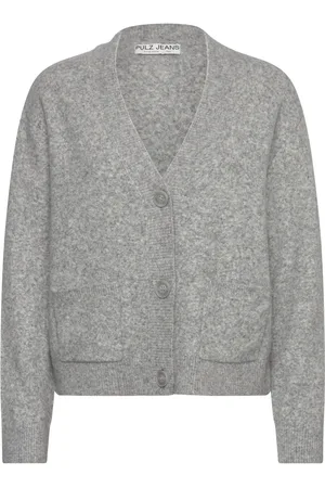 Pulz jeans Pzastra Short Cardigan Tops Knitwear Cardigans Grey