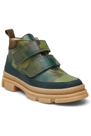 ANGULUS Boots - Flat - With Lace And Zip Bootsit Nauhalliset Saapikkaat Khaki Green
