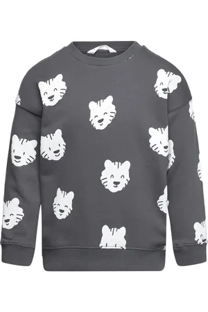 MANGO Tiger-Print Sweatshirt Tops Sweat-shirts & Hoodies Sweat-shirts Grey