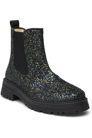 ANGULUS Booties - Flat - With Elastic Bootsit Nauhalliset Saapikkaat Black