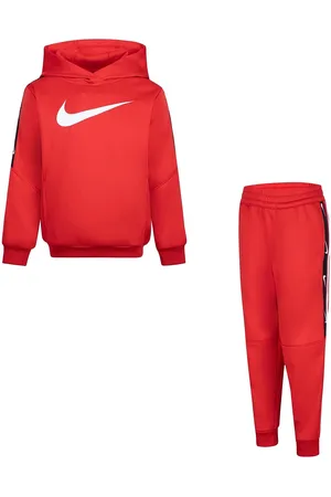 Nike Sportswear Club Poly Pullover Hoodie And Pants Set Sport Sweatsuits Red