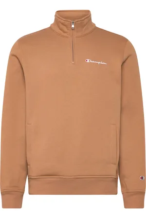 Champion Half Zip Sweatshirt Tops Knitwear Half Zip Jumpers Brown