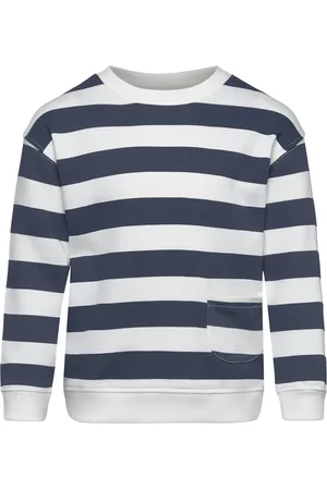 MANGO Striped Print Sweatshirt Tops Sweat-shirts & Hoodies Sweat-shirts Navy