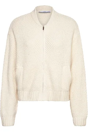MANGO Knitted Jacket With Zip Tops Knitwear Cardigans Cream