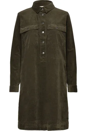 Pulz jeans Pzsally Ls Placket Dress Lyhyt Mekko Khaki Green