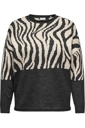 ONLY Carjade Zebra L/S O-Neck Knt Noos Tops Knitwear Jumpers Black
