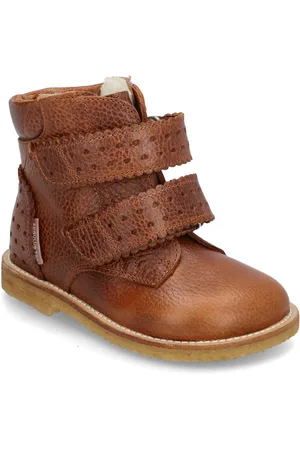 ANGULUS Boots - Flat - With Velcro Bootsit Nauhalliset Saapikkaat Brown