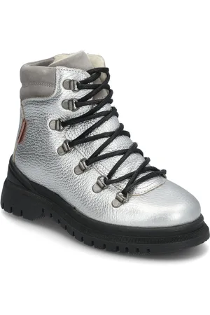 ANGULUS Boots - Flat - With Lace And Zip Bootsit Nauhalliset Saapikkaat Silver