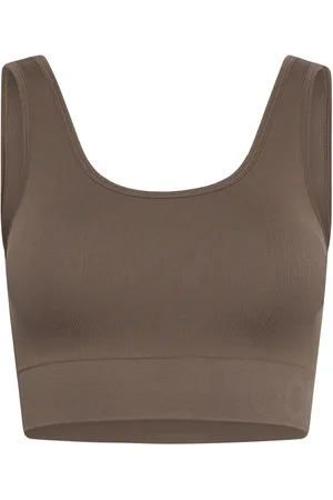 MOONCHILD YOGA WEAR Soft Rib Seamless Crop Top Sport Bras & Tops Sports Bras - All Brown