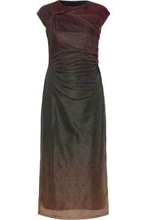 French Connection Sela Lurex Midi Dress Polvipituinen Mekko Brown