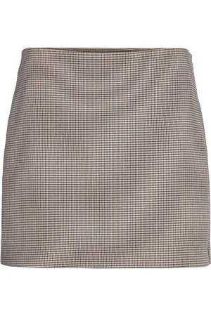 MANGO Houndstooth Miniskirt Skirts Short Skirts Brown