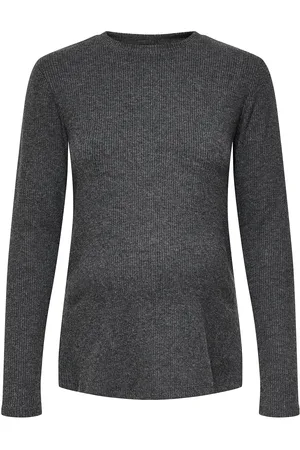 ONLY Olmhalle L/S O-Neck Slit Top Jrs Tops Knitwear Jumpers Grey