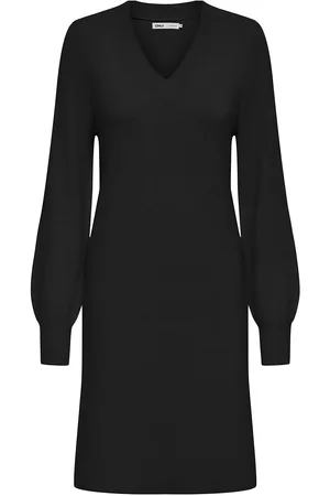 ONLY Onlkatia Ls V-Neck Dress Nca Knt Polvipituinen Mekko Black