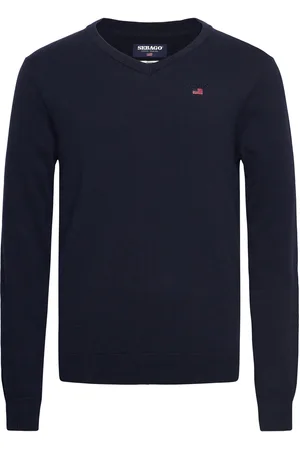 SEBAGO Viktor Cotton V-Neck Tops Knitwear V-necks Navy