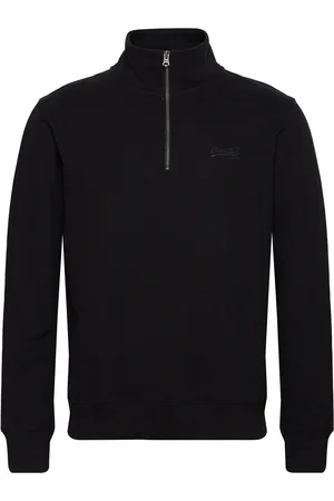 Superdry Essential Logo Half Zip Tops Knitwear Half Zip Jumpers Black