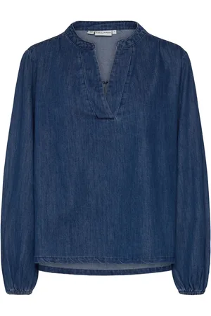 Pulz jeans Pzmalia V-Neck Blouse Tops Blouses Long-sleeved Blue