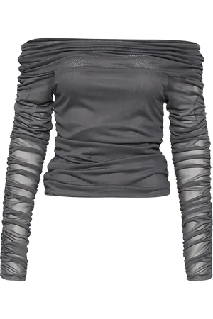 Gestuz Messigz Ls Off Shoulder Tops Blouses Long-sleeved Grey