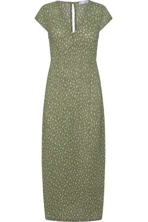MANGO Textured Printed Dress Maksimekko Juhlamekko Green
