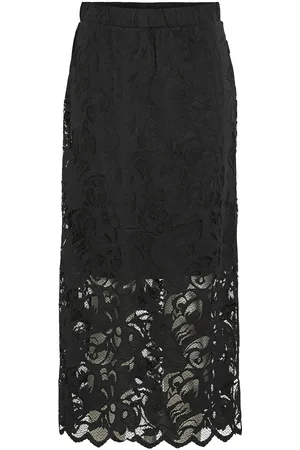VILA Vistacy Hw Ankel Skirt/R Skirts Knee-length & Midi Skirts Black