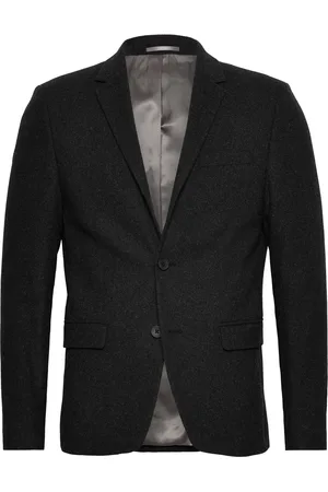 Lindbergh Flannel Wool Blend Blazer Suits & Blazers Blazers Single Breasted Blazers Black