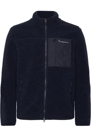 Knowledge Cotton Apparal Teddy Fleece Zip Sweat - Grs/Vegan Tops Sweat-shirts & Hoodies Fleeces & Midlayers Navy
