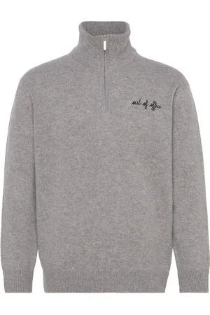 Maison Labiche Delepine Out Of Office Designers Knitwear Half Zip Jumpers Grey