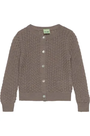 FUB Baby Pointelle Cardigan Tops Knitwear Cardigans Brown