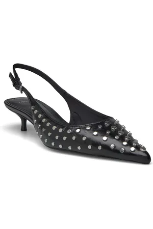 MANGO Studded Slingback Shoes Shoes Sling Backs Heeled Slingbacks Black