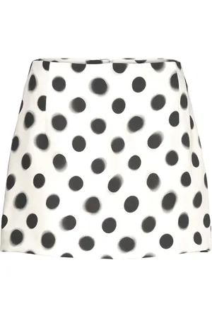 MANGO Polka-Dot Satin Mini-Skirt Skirts Short Skirts Cream
