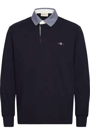 GANT Reg Chambray Heavy Rugger Tops Polos Long-sleeved Navy