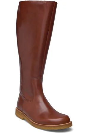 ANGULUS Booties - Flat - With Elastic Korkeavartiset Saapikkaat Brown