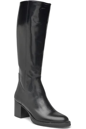 ANGULUS Bootie - Block Heel - With Zippe Korkeavartiset Saapikkaat Black