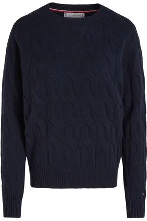 Tommy Hilfiger Soft Wool Cable C-Nk Ls Swt Tops Knitwear Jumpers Navy