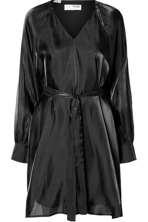 SELECTED Slfarina Ls Short V-Neck Dress B Lyhyt Mekko Black