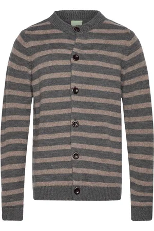 FUB Striped Cardigan Tops Knitwear Cardigans Brown