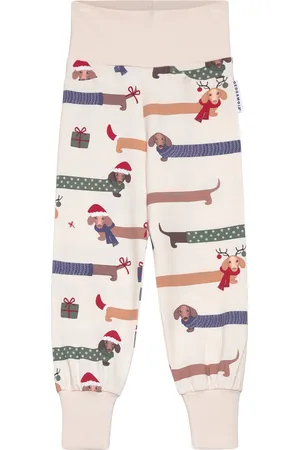 Geggamoja Bamboo Baby Pants Santa Dogs 65 50/56 Bottoms Sweatpants White