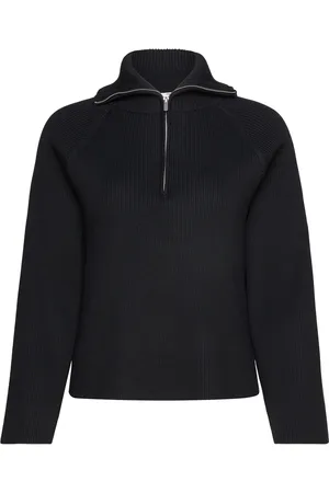 Object Objelly Re L/S Zip Knit Pullover Div Tops Knitwear Jumpers Black