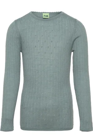 FUB Pointelle Tee Tops Knitwear Pullovers Blue