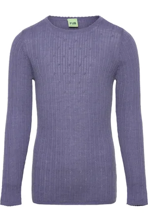 FUB Pointelle Tee Tops Knitwear Pullovers Blue