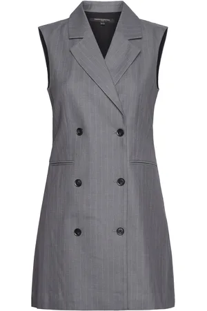 French Connection Fiorella Pin Stripe Tuxedo Dre Lyhyt Mekko Grey