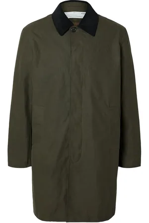 SELECTED Slhwalter Waxed Cotton Coat Ohut Pitkä Takki Khaki Green
