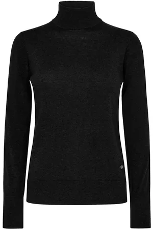 Mos Mosh Relena Highneck Knit Tops Knitwear Turtleneck Black