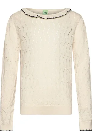 FUB Pointelle Blouse Tops Blouses & Tunics Beige