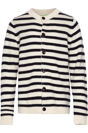 FUB Striped Cardigan Tops Knitwear Cardigans Navy