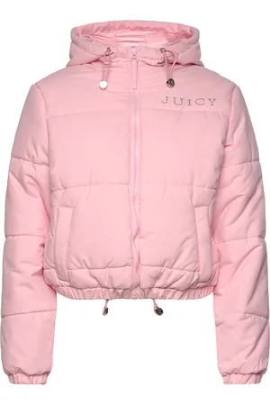 Juicy Couture Margie Aqua Activated Puffer Topattu Pitkä Takki Pink