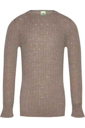 FUB Pointelle Tee Tops Knitwear Pullovers Beige
