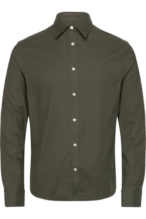 J Lindeberg Light Flannel Slim Shirt Tops Shirts Business Green